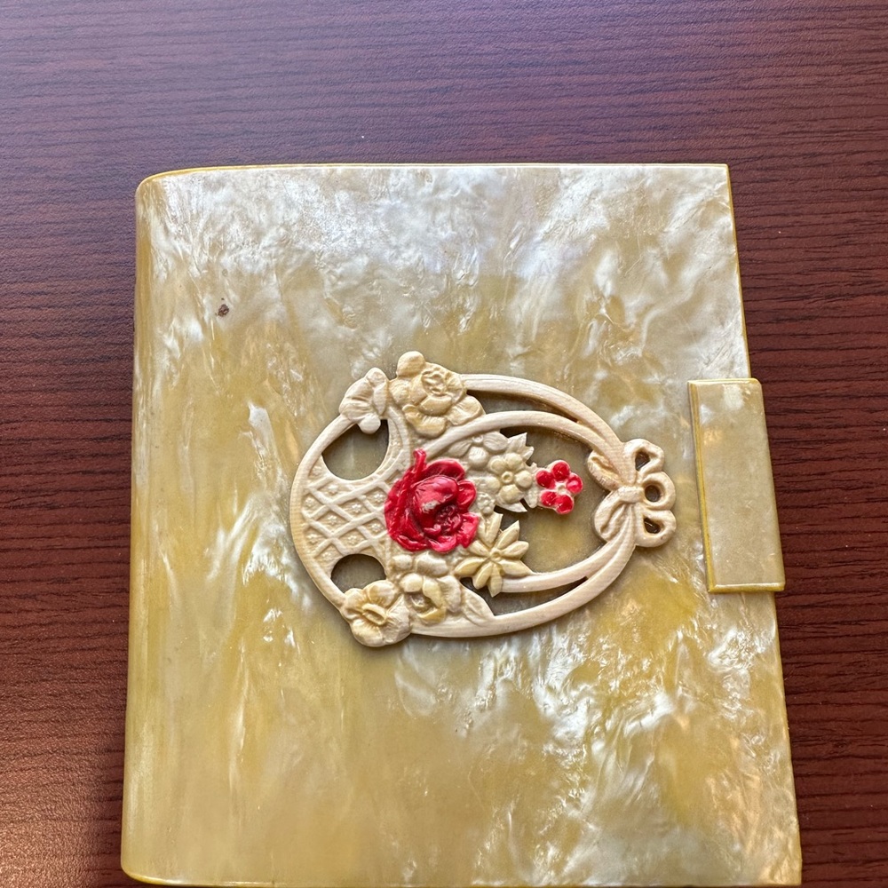 Vintage Celluloid Playing Card holder with 2 full decks and score pad